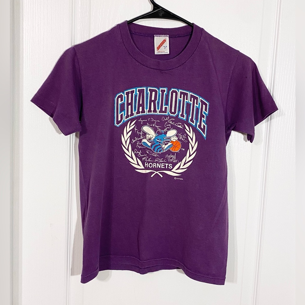 1988 Charlotte Hornets NBA Inaugural Season Tee USA MADE Vintage 80s Purple L